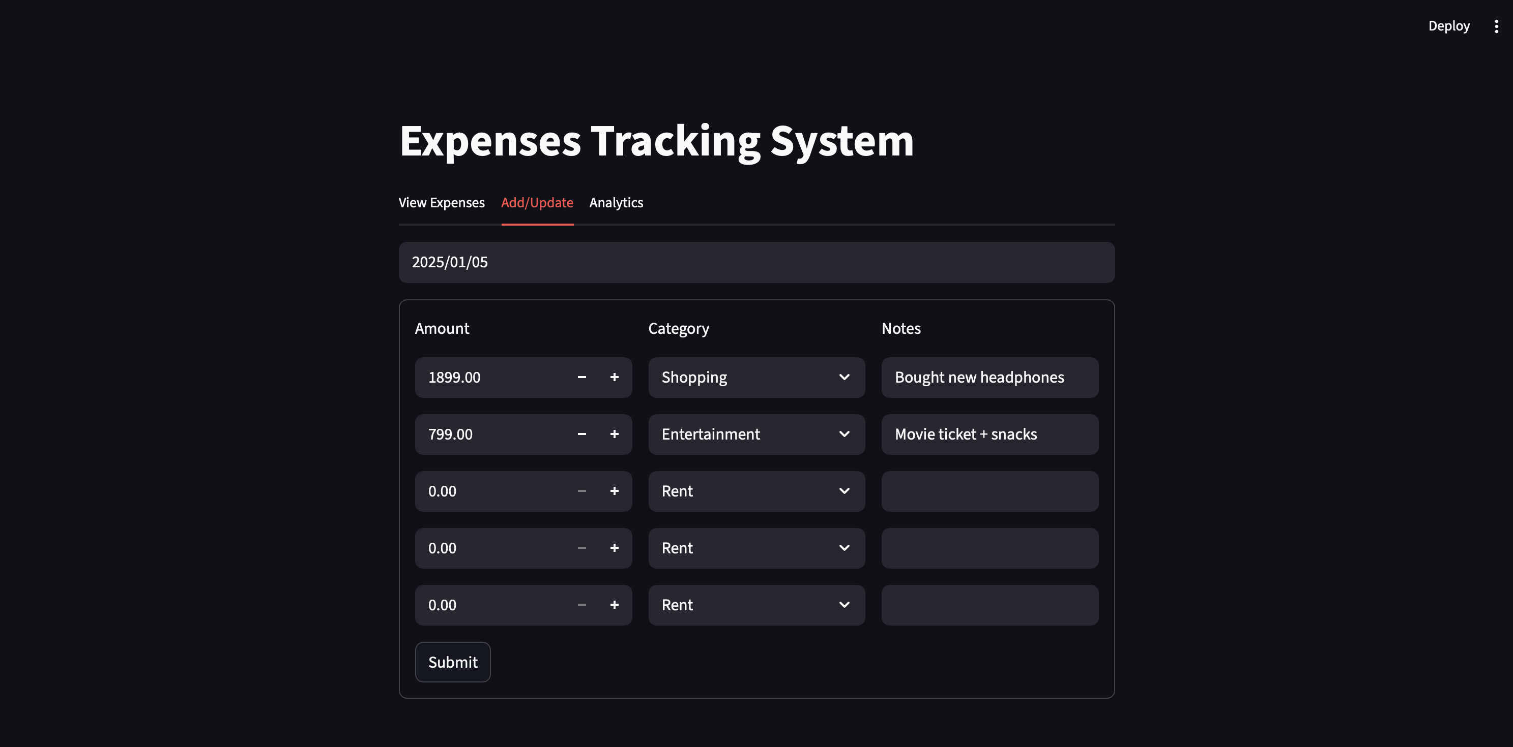 Expence Tracking System